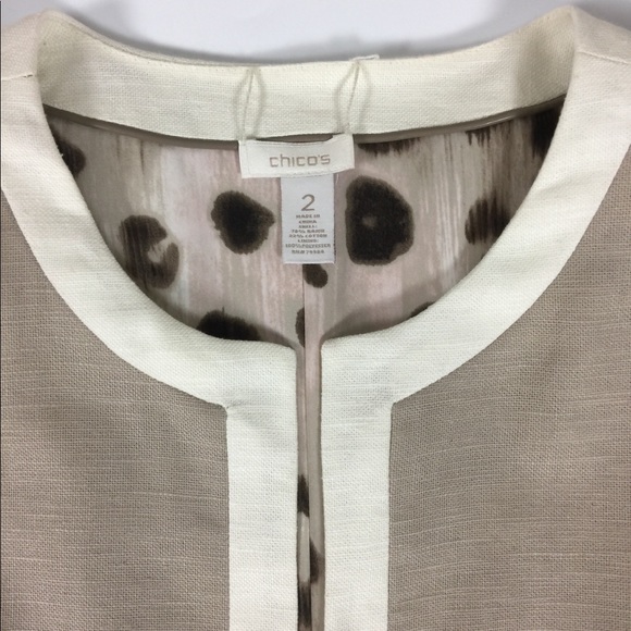 Chicos Reversible Linen Khaki Cheetah Jacket - Picture 5 of 8